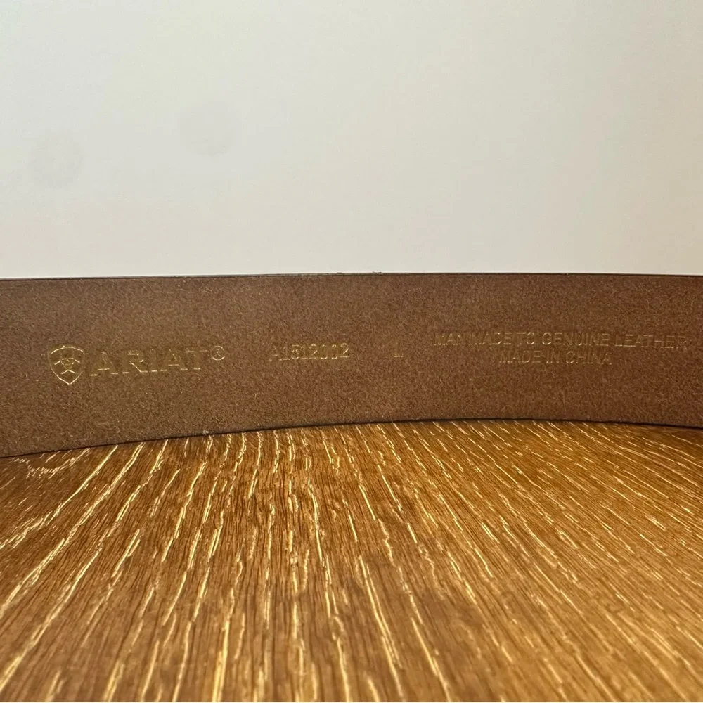 Ariat Western Belt Womens Leather Oval Faux Turquoise Stone Buckle Brown Large - Picture 5 of 7